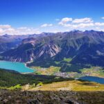 links der Reschensee, rechts der Haidersee